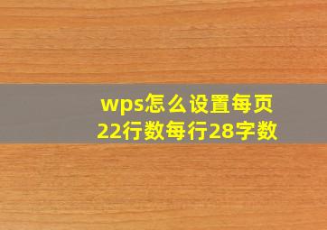 wps怎么设置每页22行数每行28字数