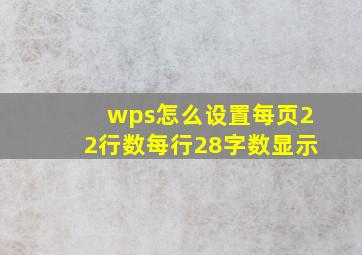 wps怎么设置每页22行数每行28字数显示