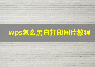 wps怎么黑白打印图片教程