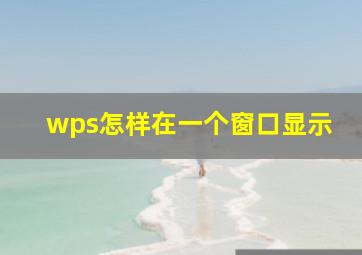 wps怎样在一个窗口显示