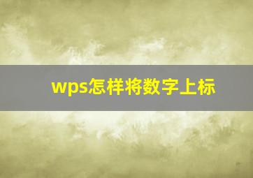 wps怎样将数字上标