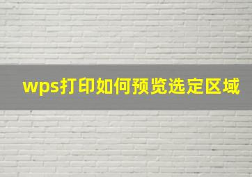 wps打印如何预览选定区域