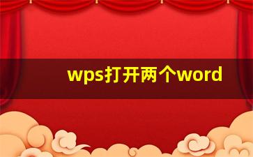 wps打开两个word