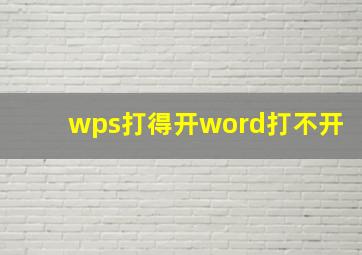 wps打得开word打不开