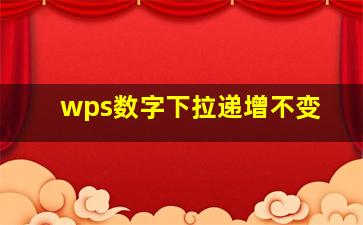 wps数字下拉递增不变