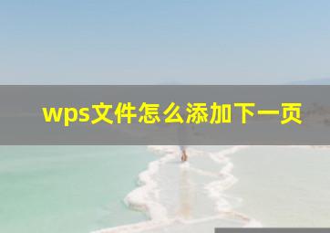 wps文件怎么添加下一页