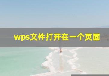 wps文件打开在一个页面