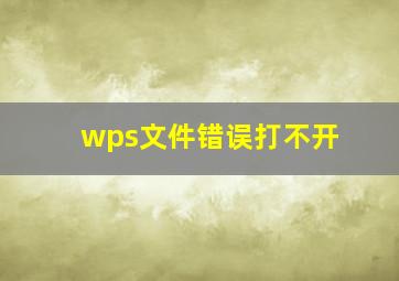 wps文件错误打不开