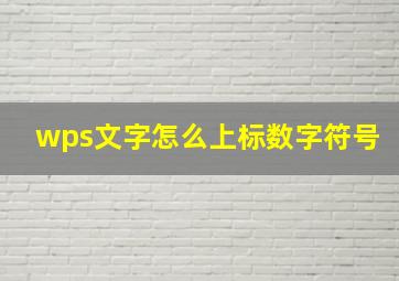 wps文字怎么上标数字符号