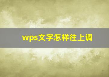 wps文字怎样往上调