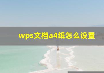 wps文档a4纸怎么设置