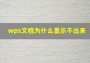 wps文档为什么显示不出来