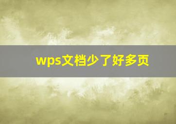 wps文档少了好多页