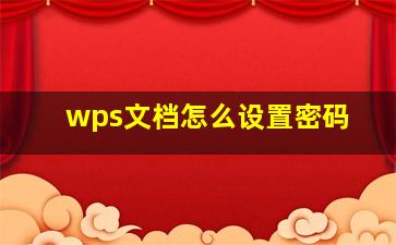 wps文档怎么设置密码