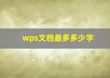 wps文档最多多少字