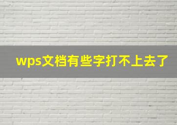 wps文档有些字打不上去了