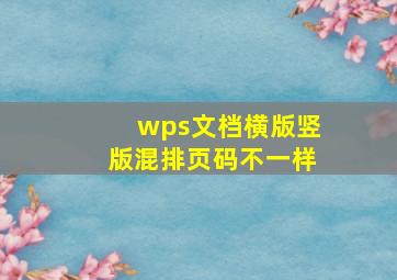 wps文档横版竖版混排页码不一样