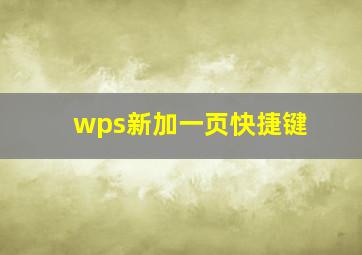 wps新加一页快捷键