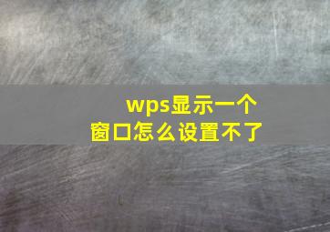 wps显示一个窗口怎么设置不了