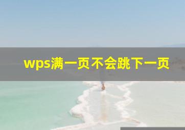 wps满一页不会跳下一页