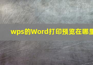 wps的Word打印预览在哪里