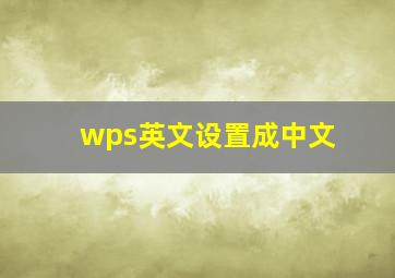 wps英文设置成中文