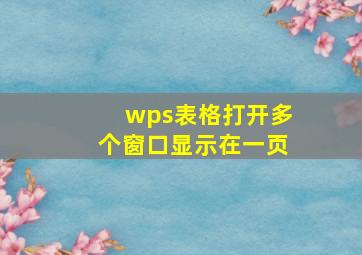 wps表格打开多个窗口显示在一页