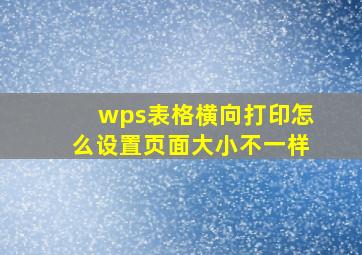 wps表格横向打印怎么设置页面大小不一样