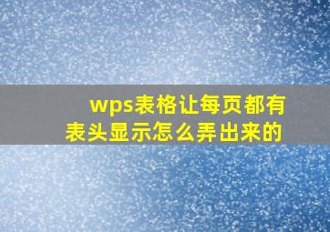 wps表格让每页都有表头显示怎么弄出来的