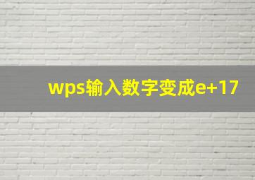 wps输入数字变成e+17