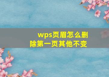 wps页眉怎么删除第一页其他不变