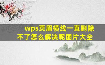 wps页眉横线一直删除不了怎么解决呢图片大全