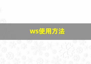 ws使用方法