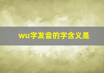 wu字发音的字含义是