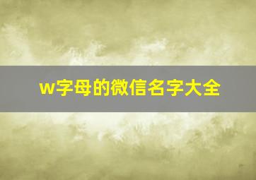 w字母的微信名字大全