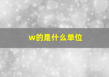 w的是什么单位