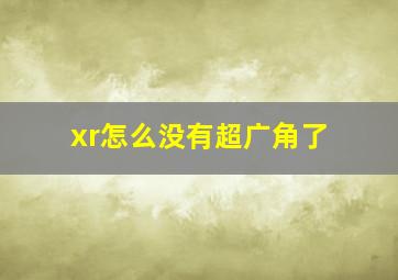 xr怎么没有超广角了