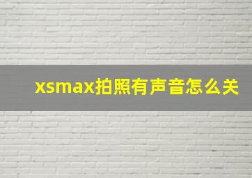 xsmax拍照有声音怎么关