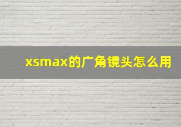 xsmax的广角镜头怎么用