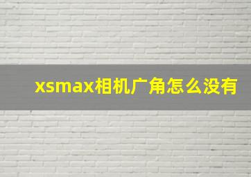 xsmax相机广角怎么没有