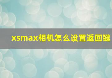 xsmax相机怎么设置返回键