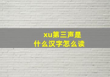 xu第三声是什么汉字怎么读