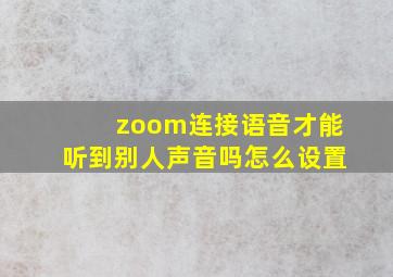 zoom连接语音才能听到别人声音吗怎么设置