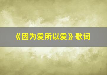 《因为爱所以爱》歌词