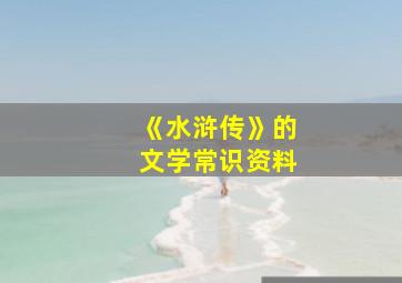 《水浒传》的文学常识资料