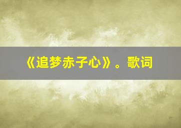 《追梦赤子心》。歌词