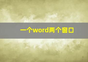 一个word两个窗口