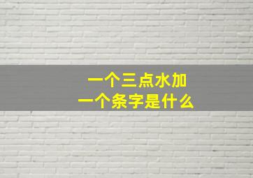 一个三点水加一个条字是什么