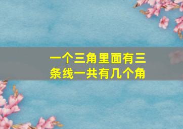 一个三角里面有三条线一共有几个角