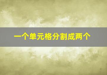 一个单元格分割成两个